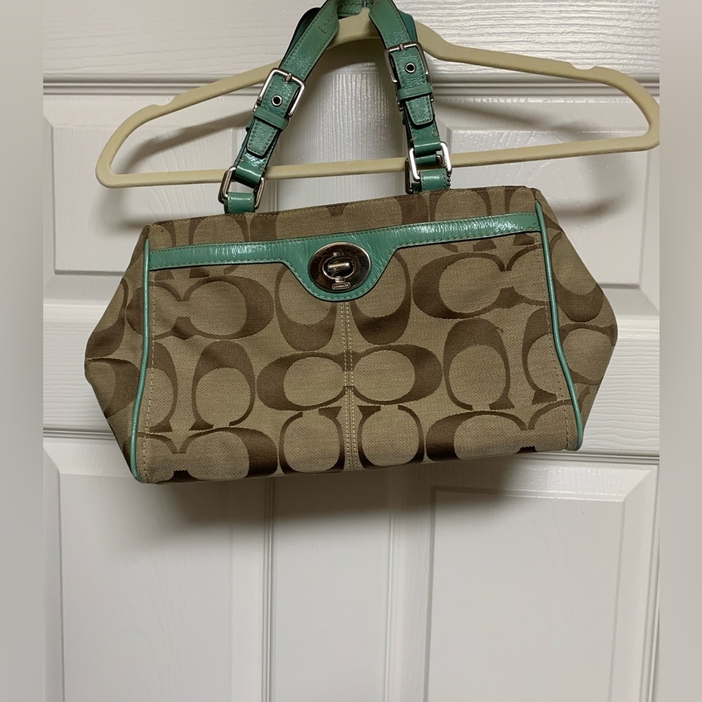 Coach bag, tan/turquoise